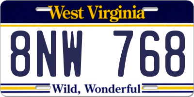 WV license plate 8NW768