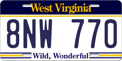 WV license plate 8NW770