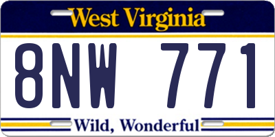 WV license plate 8NW771