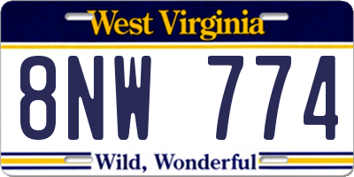 WV license plate 8NW774