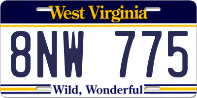 WV license plate 8NW775