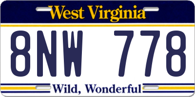 WV license plate 8NW778