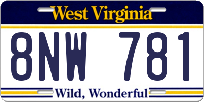 WV license plate 8NW781