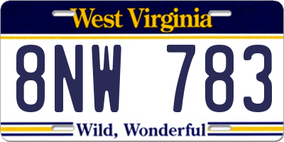WV license plate 8NW783