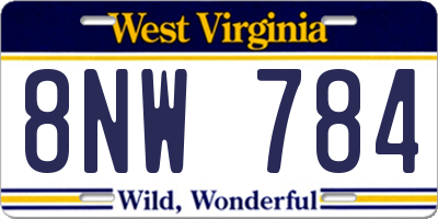 WV license plate 8NW784