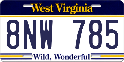 WV license plate 8NW785