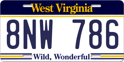 WV license plate 8NW786
