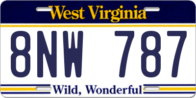 WV license plate 8NW787