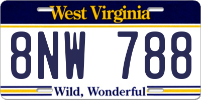 WV license plate 8NW788
