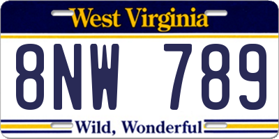 WV license plate 8NW789