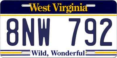 WV license plate 8NW792