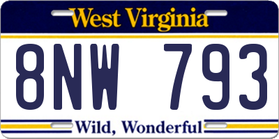 WV license plate 8NW793