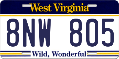 WV license plate 8NW805