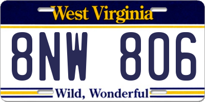 WV license plate 8NW806