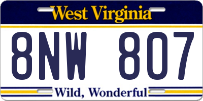 WV license plate 8NW807