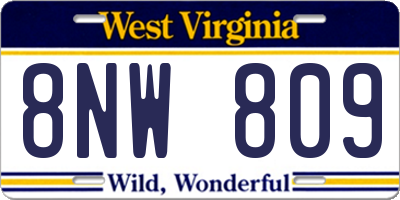 WV license plate 8NW809