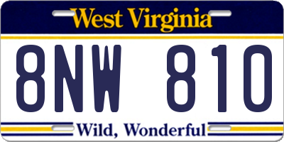 WV license plate 8NW810