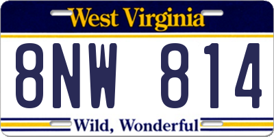 WV license plate 8NW814