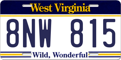 WV license plate 8NW815