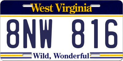 WV license plate 8NW816