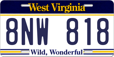 WV license plate 8NW818