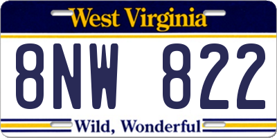WV license plate 8NW822