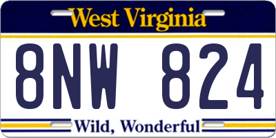WV license plate 8NW824