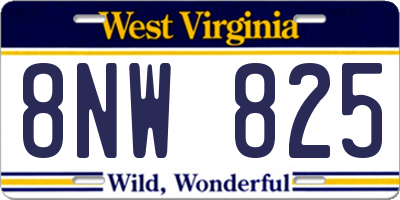 WV license plate 8NW825