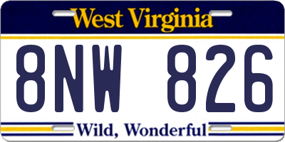 WV license plate 8NW826