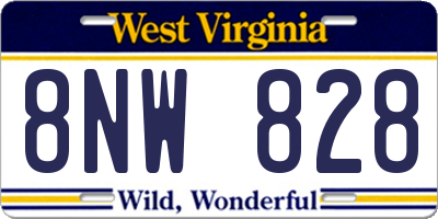 WV license plate 8NW828