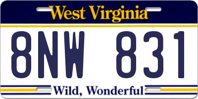 WV license plate 8NW831
