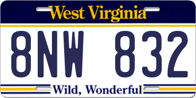 WV license plate 8NW832