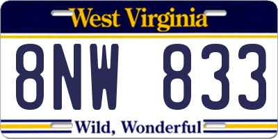 WV license plate 8NW833