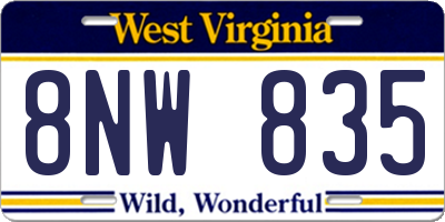 WV license plate 8NW835
