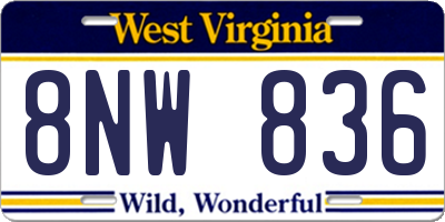 WV license plate 8NW836