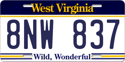 WV license plate 8NW837