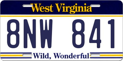 WV license plate 8NW841