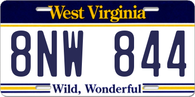 WV license plate 8NW844