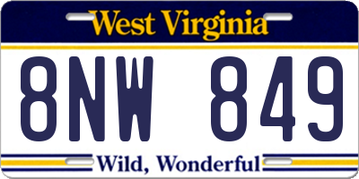 WV license plate 8NW849