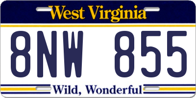 WV license plate 8NW855