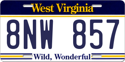 WV license plate 8NW857