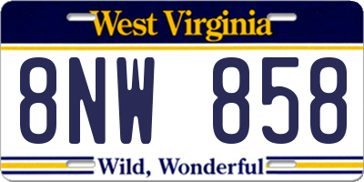 WV license plate 8NW858