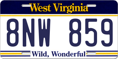 WV license plate 8NW859