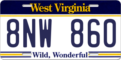 WV license plate 8NW860
