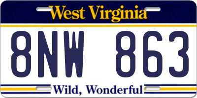 WV license plate 8NW863