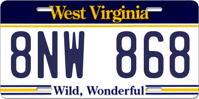 WV license plate 8NW868