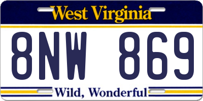 WV license plate 8NW869