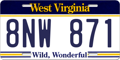 WV license plate 8NW871