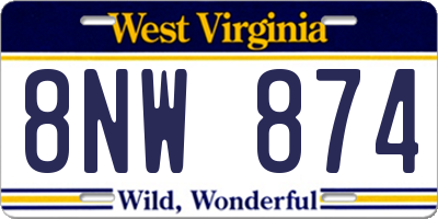 WV license plate 8NW874