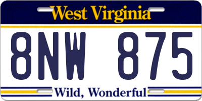 WV license plate 8NW875